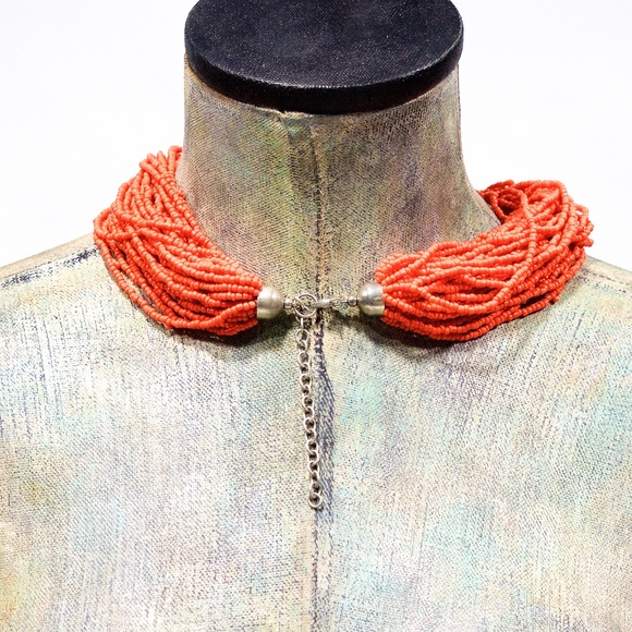 VTG 90's Large Beaded Silver Brass Cross Necklace - Picture 4 of 4